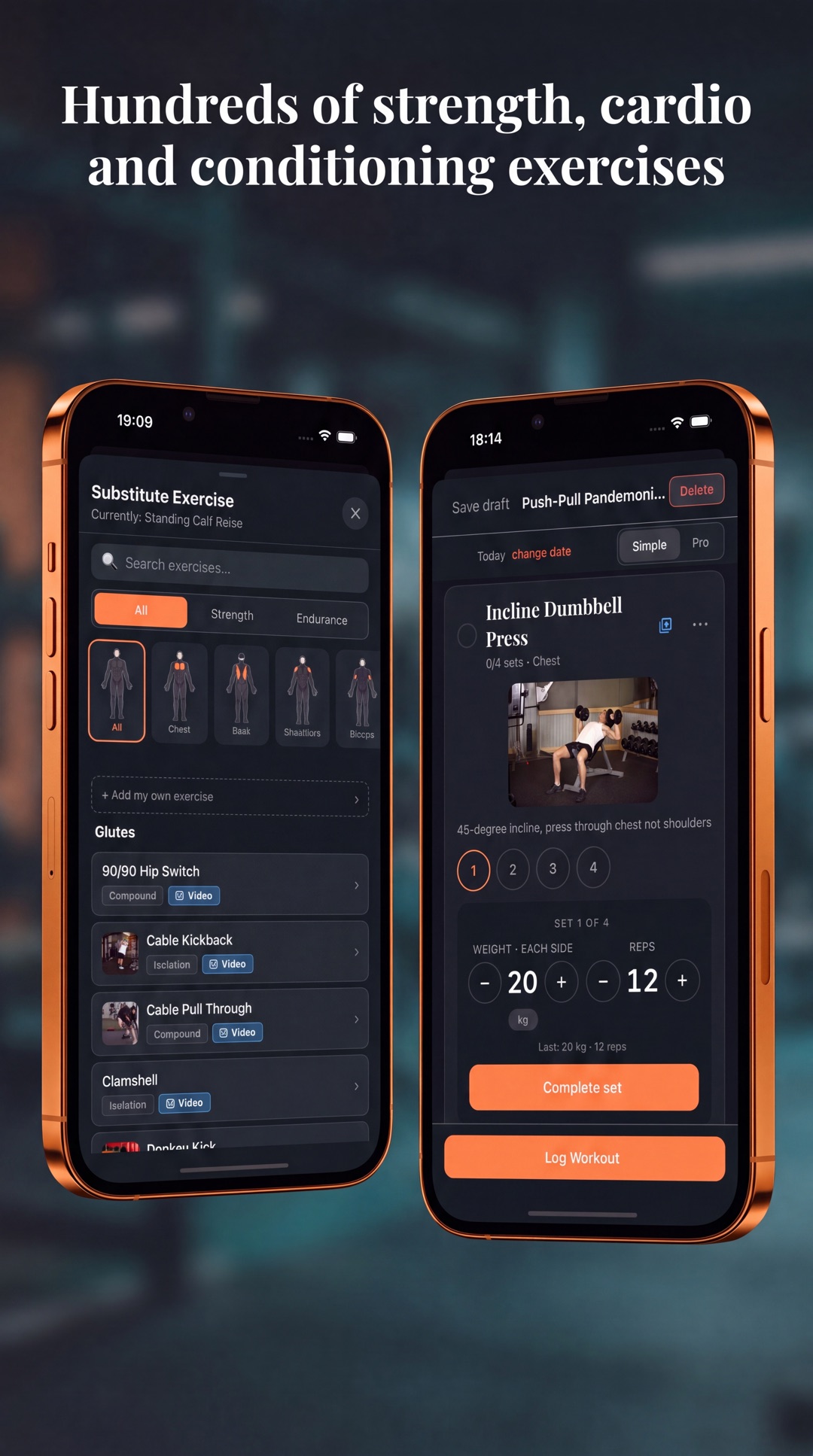 UnderForge app: exercise library and logging